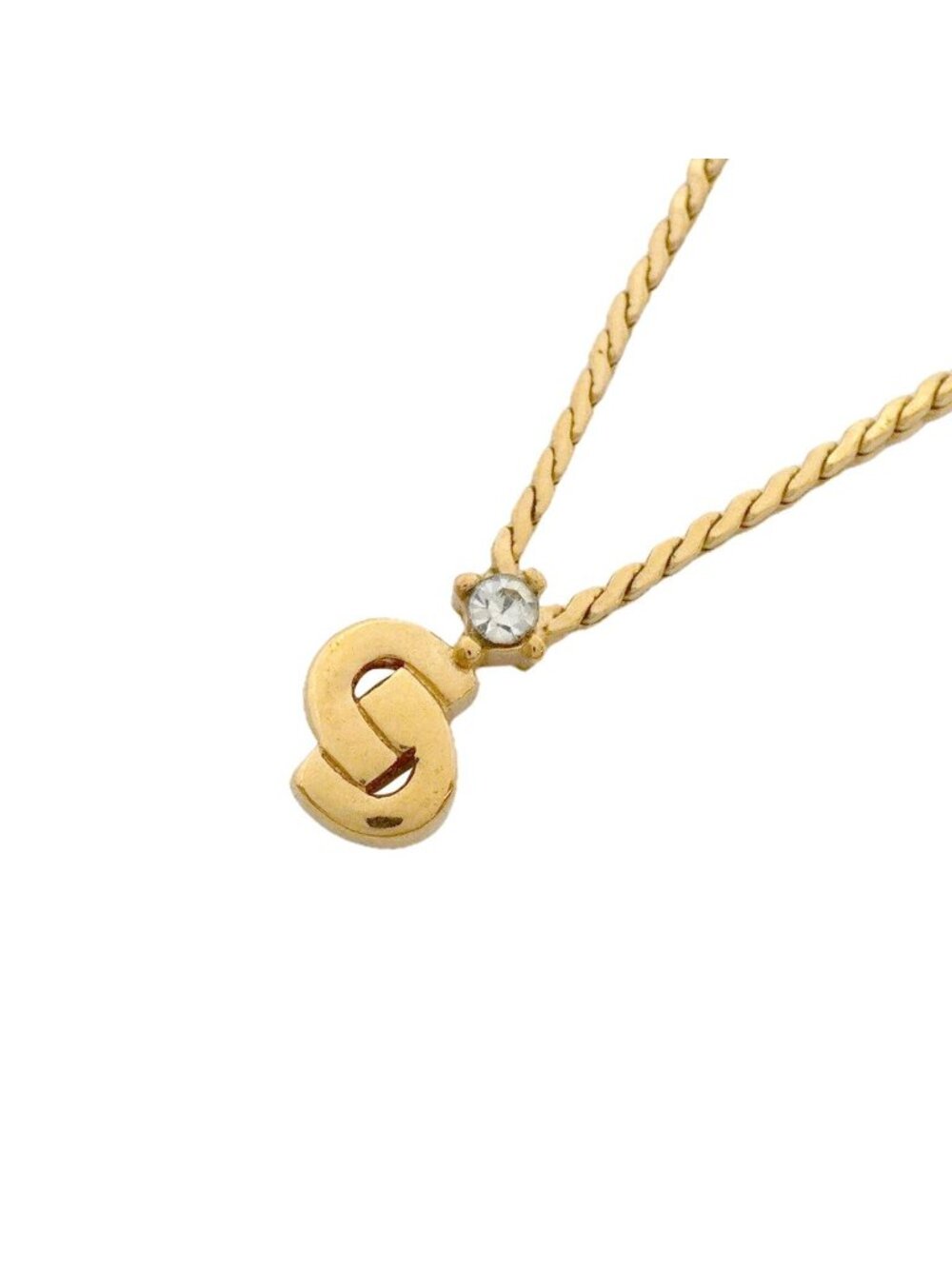 Dior Necklace CD Logo Gold Plated Rhinestone